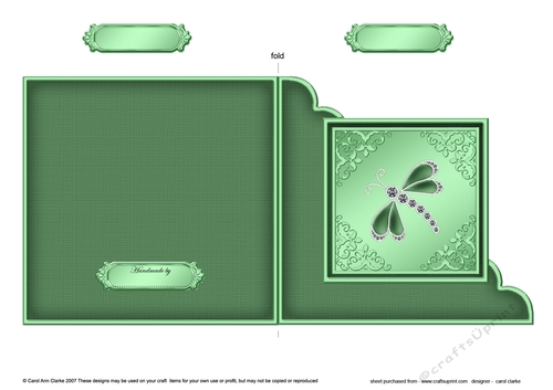 Diamante Dragonfly  - Cut and Fold Corner Card 