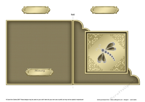 Diamante Dragonfly  - Cut and Fold Corner Card 