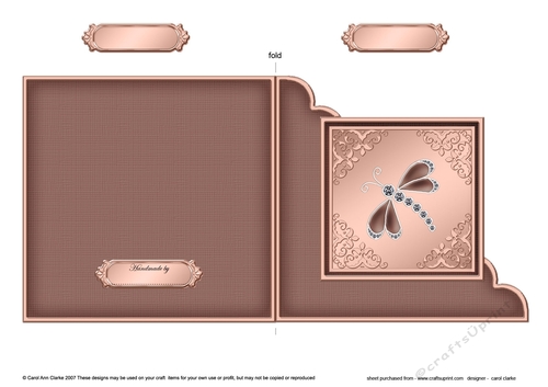 Diamante Dragonfly  - Cut and Fold Corner Card 