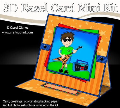 3D Easel Card Mini Kit - Cute Boyz - Rock Star Jaz