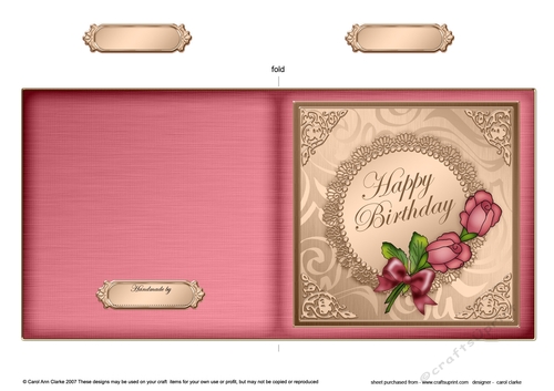 Roses and Metallic lace - Cut and Fold Card 