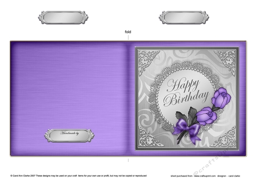 Roses and Metallic lace - Cut and Fold Card 
