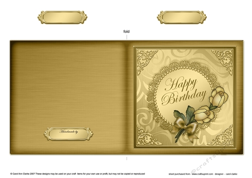 Roses and Metallic lace - Cut and Fold Card 