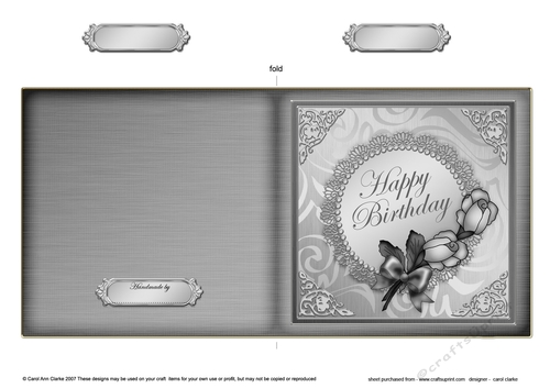 Roses and Metallic lace - Cut and Fold Card 