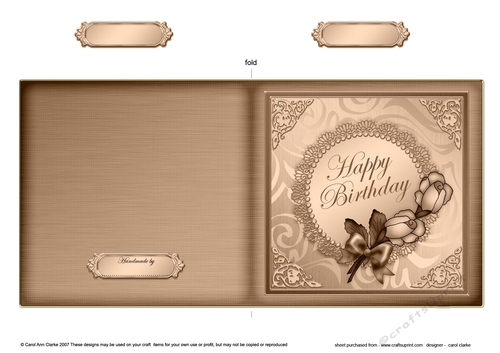 Roses and Metallic lace - Cut and Fold Card 