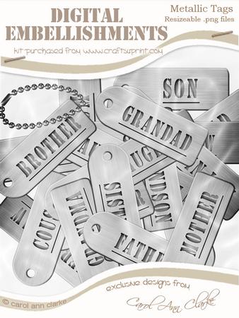 Metallic Relations Tags Digital Embellishments