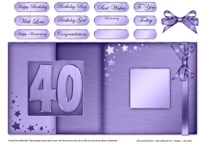 40th Metallic Age Fold Back Card