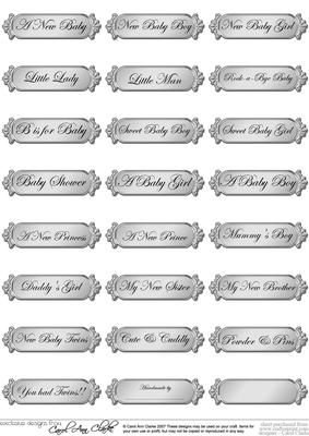 Metallic Baby Greetings Text Plates