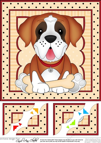 8 x 8 Cute Little St Bernard Dog Dog Scalloped Corner Topper