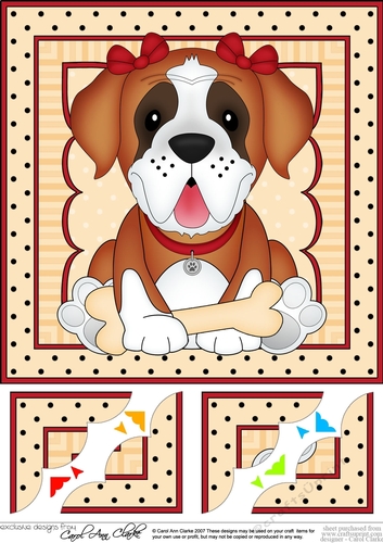 8 x 8 Cute Little St Bernard Dog Dog Scalloped Corner Topper