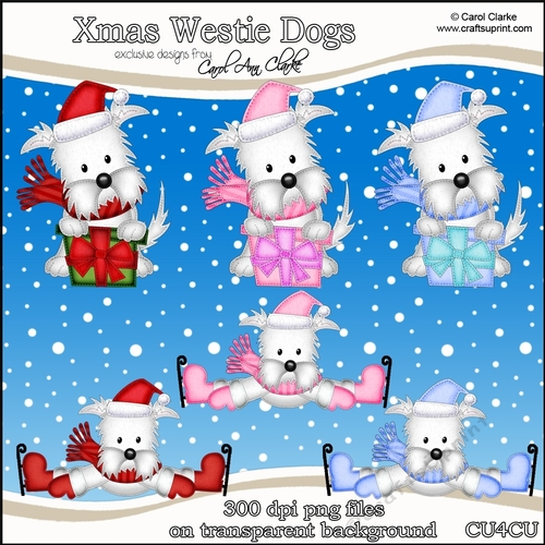 Christmas Jock & Jess Westie Dog - CU4CU Digital Clip Art Set