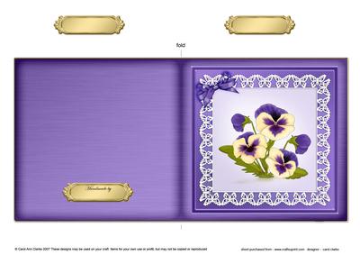 Pansy on Butterfly Lace Cut and Fold Quick Card