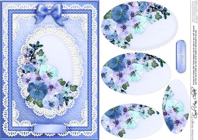A5 Spring Flowers and Lace Quick Card with Pyramage
