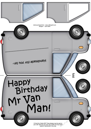 Happy Birthday Mr Van Man! - Shaped Card