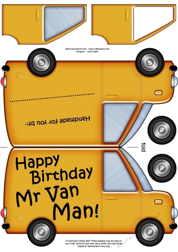 Happy Birthday Mr Van Man! - Shaped Card