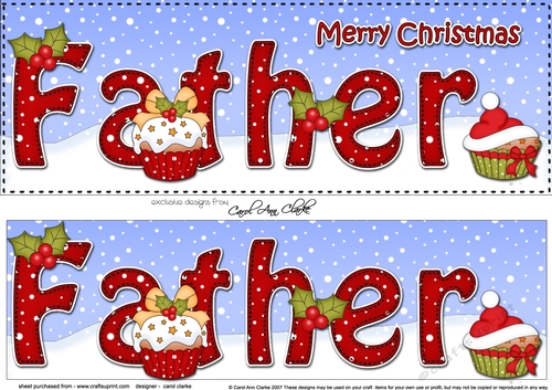 Large DL Merry Christmas FATHER 3D decoupage with Cupcakes