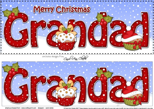 Large DL Merry Christmas GRANDAD 3D decoupage with Cupcakes