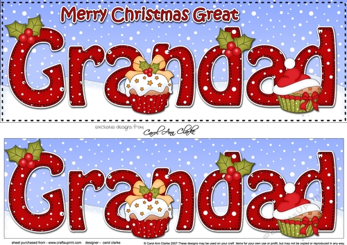 Large DL Merry Christmas GREAT GRANDAD 3D decoupage with Cupcakes