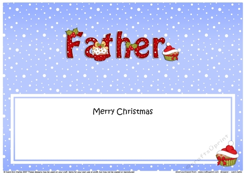Large DL Merry Christmas FATHER insert with Cupcakes