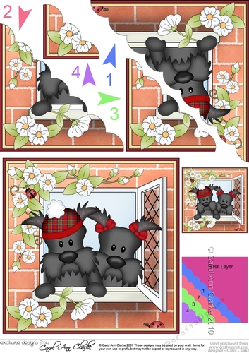 Scalloped Corner Stacker - Through the Window - Little Scottie Dogs
