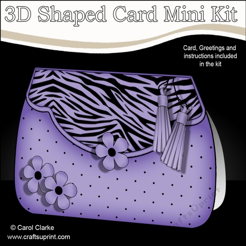 3D Shaped Card  Kit - Zebra Print & Spots Fold Over Clutch Bag
