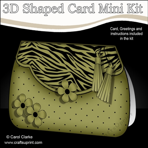 3D Shaped Card  Kit - Zebra Print & Spots Fold Over Clutch Bag