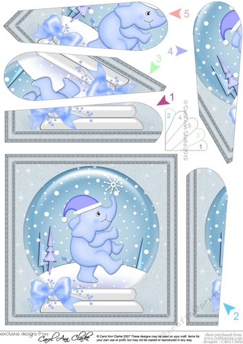 Christmas Elephant Snowglobe - Fan Pyramage Topper