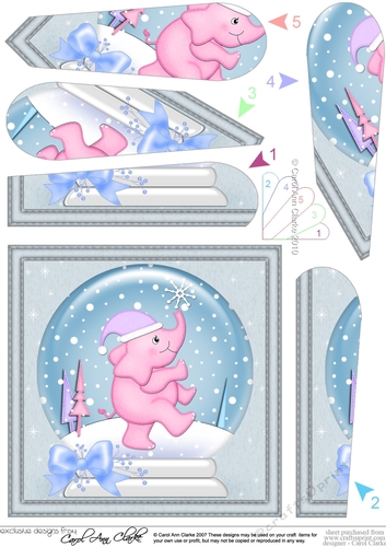 Christmas Elephant Snowglobe - Fan Pyramage Topper