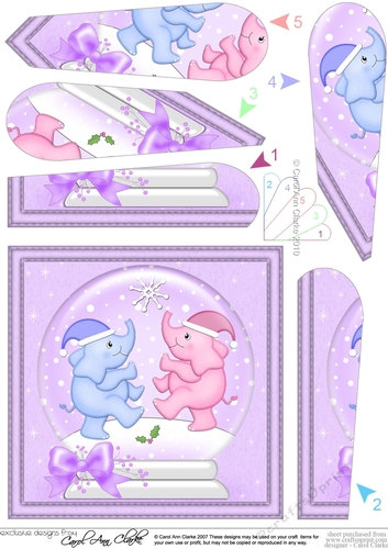 Christmas Elephants Snowglobe - Fan Pyramage Topper
