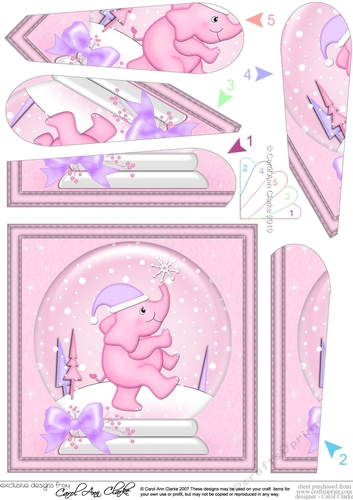 Christmas Elephant Snowglobe - Fan Pyramage Topper