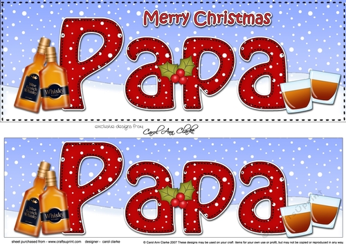 Large DL Merry Christmas PAPA with Whisky 3D decoupage 