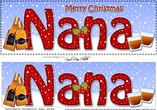 Large DL Merry Christmas NANA with Whisky 3D decoupage 
