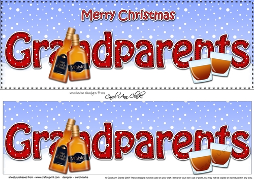 Large DL Merry Christmas GRANDPARENTS with Whisky 3D decoupage 