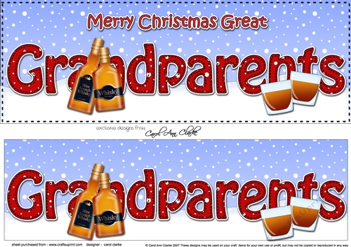 Large DL Merry Christmas GREAT GRANDPARENTS with Whisky 3D decoupage 