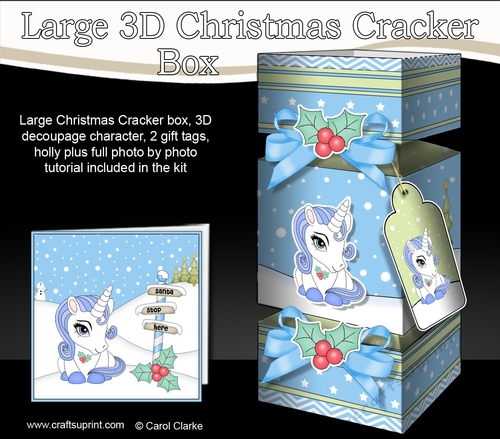 3D Large Christmas Cracker Box Mini Kit -  Cute Xmas Unicorn
