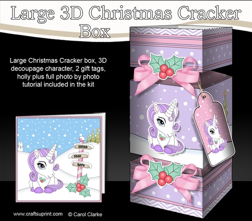3D Large Christmas Cracker Box Mini Kit -  Cute Xmas Unicorn
