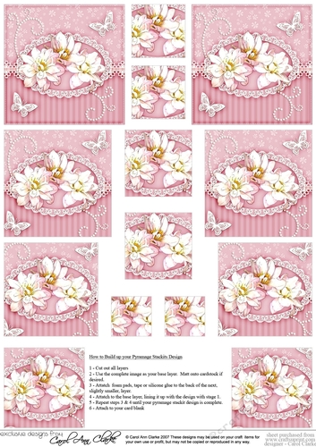 A Touch of Elegance Flowers Pearls and Lace - Pyramage sheet