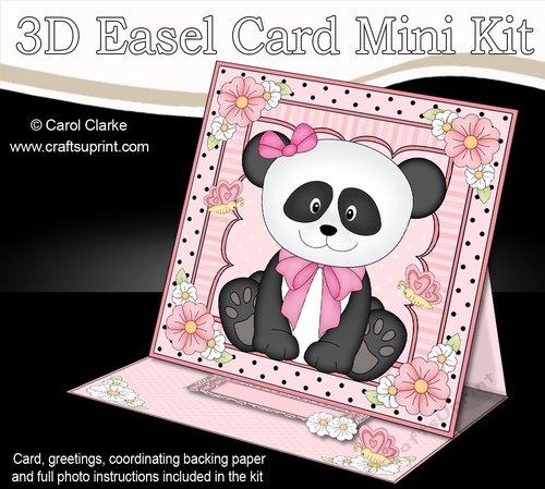 3D Easel Card Mini Kit - Cute Little Panda Bear