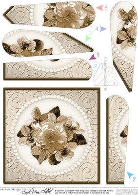 Flowers and Pearls Quick Card with Fan Pyramage Topper