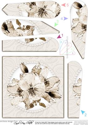 Posy and Pearls Quick Card with Fan Pyramage Topper
