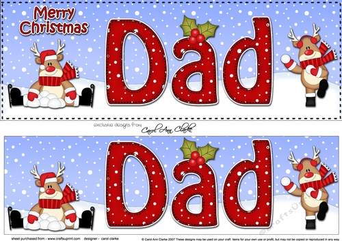 Large DL Merry Christmas DAD insert with Rudolph