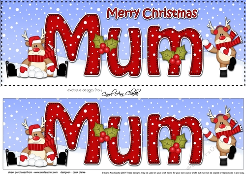Large DL Merry Christmas MUM insert with Rudolph