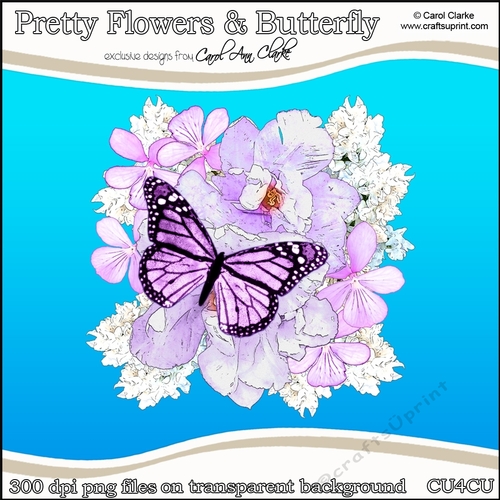 Pretty Flowers & Butterfly - CU4CU Digital Clip Art Set