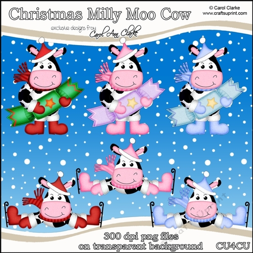Christmas Milly Moo Cow - CU4CU Digital Clip Art Set