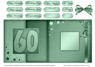 60th Metallic Age Fold Back Card