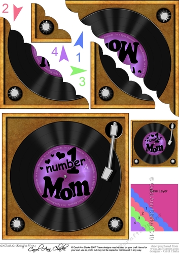 Number 1 Mom Record Scallop Corner side stacker Topper