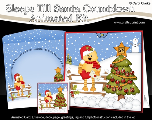 3D Animated Sleeps Till Santa Christmas Tree Countdown Card Kit - Little Chick