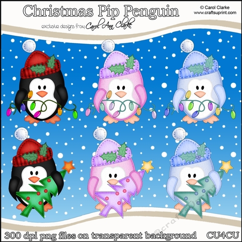 Christmas Pip Penguin - CU4CU Digital Clip Art Set