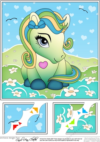 8 x 8 Cute Little Pony Scalloped Corner Topper 
