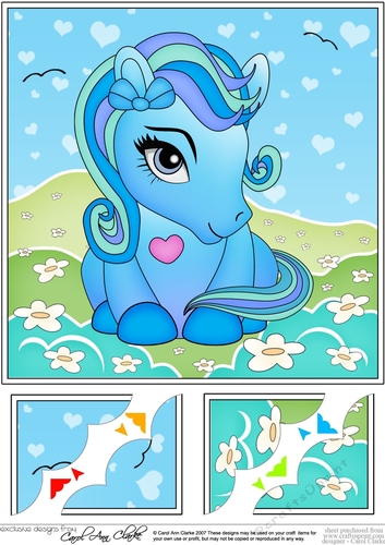 8 x 8 Cute Little Pony Scalloped Corner Topper 
